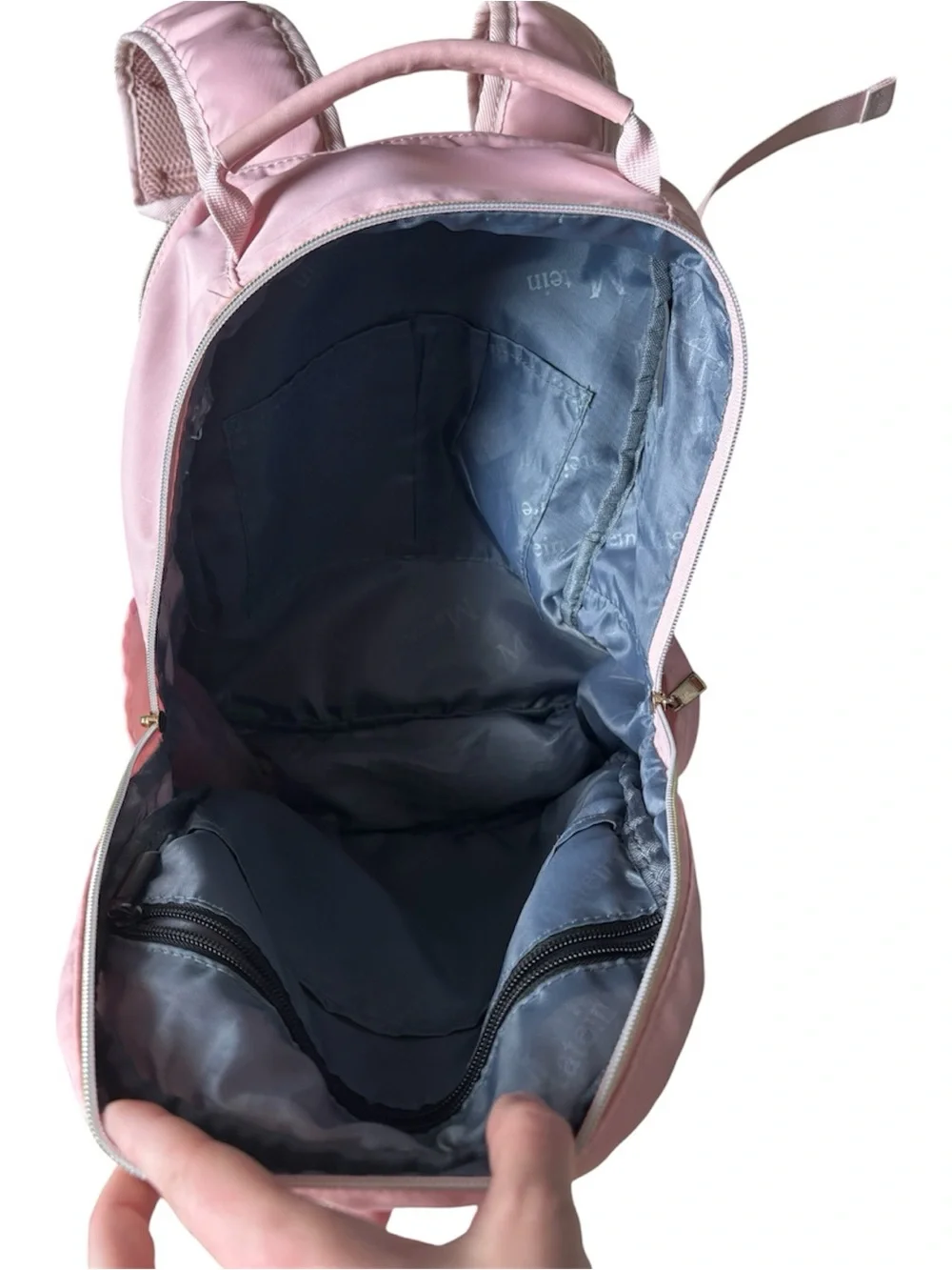 Matein Pink Quilted Backpack Zip Closure Pockets Padded Straps Top Handle
